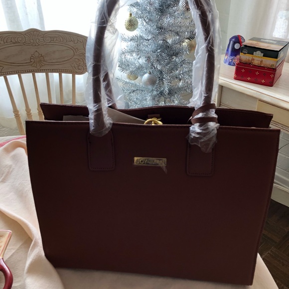 Joy and Iman Leather Earth Toned Brown Handbag - Picture 4 of 4